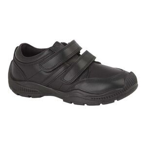 Roamers Boys Twin Touch Fastening Leather Shoe With Toe Guard / Black